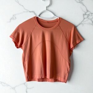 Lululemon Swiftly Tech Cropped 2.0 Short-Sleeve Shirt Tee Coral Kiss Size 10